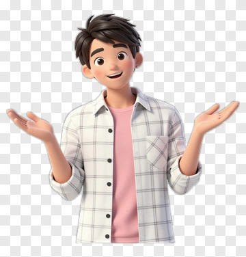 Cartoon Young Man Gesturing Open Arms PNG