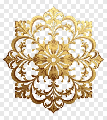 Golden Decorative Floral Design PNG