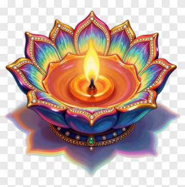 Colorful Lotus Candle PNG