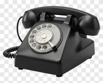 Vintage Black Rotary Telephone PNG