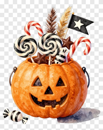 Halloween Candy Bucket Filled With Treats PNG