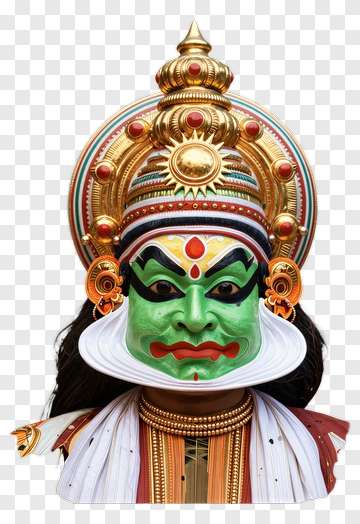 Traditional Indian Kathakali Dancer With Elaborate Makeup PNG