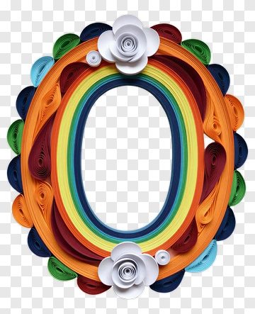 Colorful Quilling Frame With Flowers PNG