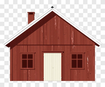 Red Wooden House With White Trim PNG
