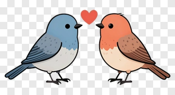 Cartoon Lovebirds With A Heart PNG