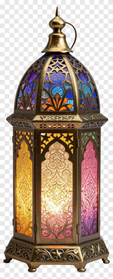 Colorful Lantern With Stained Glass Design PNG