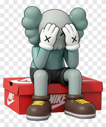 Sitting Cartoon Figure On Nike Box PNG