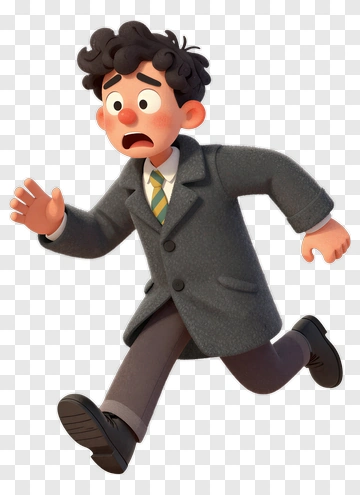 Cartoon Boy Running In A Suit PNG