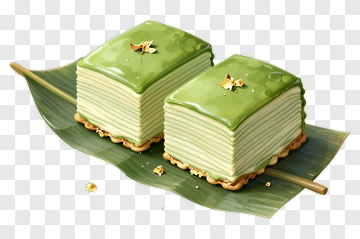 Green Dessert On A Leaf Plate PNG