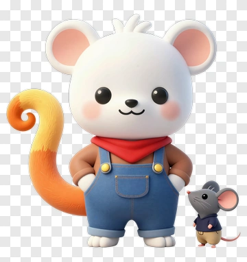 Cartoon Mouse Character With Small Mouse Companion PNG