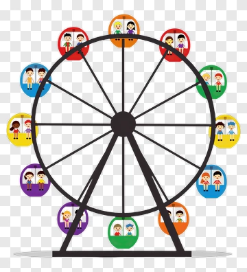 Cartoon Ferris Wheel With Children PNG