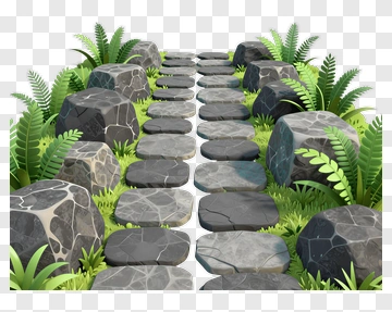 Stone Pathway Surrounded By Greenery PNG