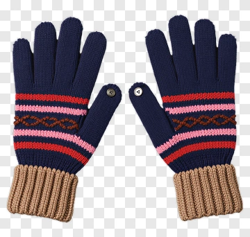 Knitted Gloves With Colorful Stripes PNG