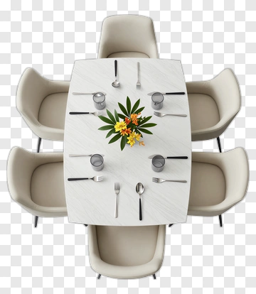 Dining Table Set With Floral Centerpiece PNG