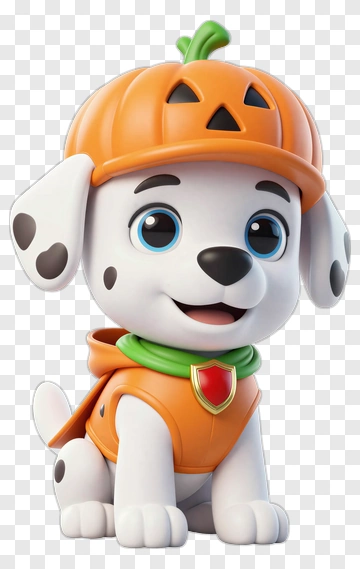 Cartoon Puppy Wearing A Pumpkin Hat PNG