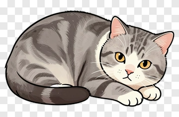 Gray Cat Lying Down PNG