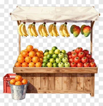 Fruit Stand With Fresh Produce PNG