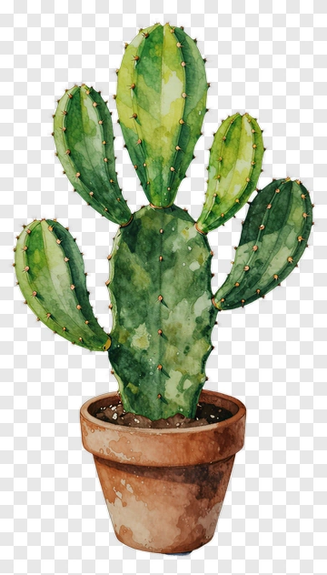 Watercolor Cactus In A Pot PNG