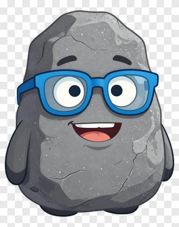 Cartoon Rock Character With Glasses PNG