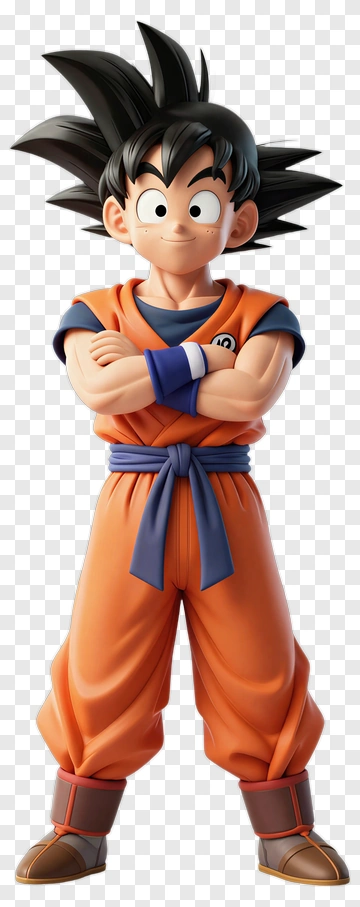 3D Cartoon Character With Spiky Hair In Orange Outfit PNG