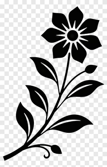 Black Flower With Leaves PNG