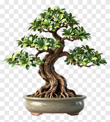 3D Bonsai Tree In Decorative Pot PNG