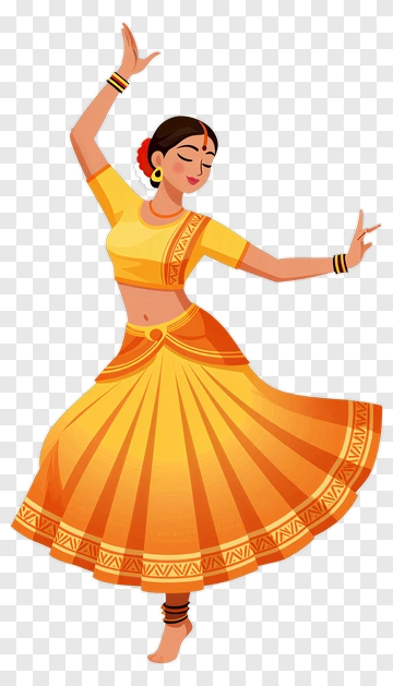 Dancer In Traditional Orange Dress PNG