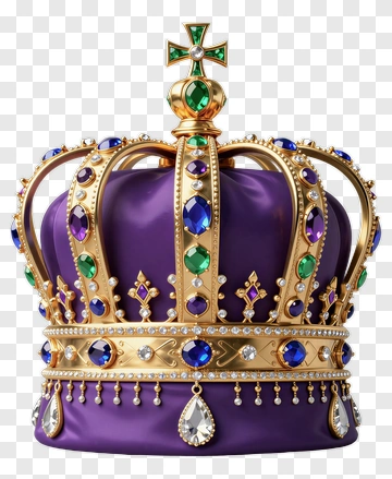 Royal Crown With Purple Velvet And Jewels PNG