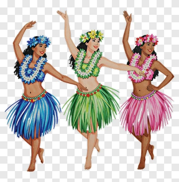 Hula Dancers In Colorful Costumes PNG