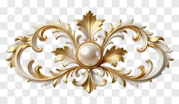 Elegant Gold Decorative Ornament With Pearl PNG