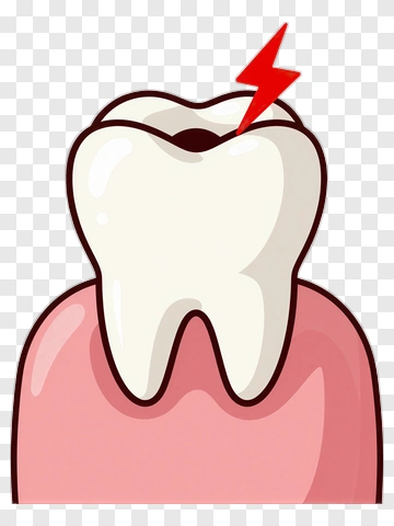 Cartoon Tooth With Pain Symbol PNG