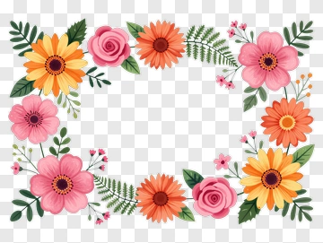 Colorful Flower Frame PNG
