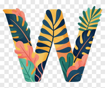Colorful Leafy Letter W PNG