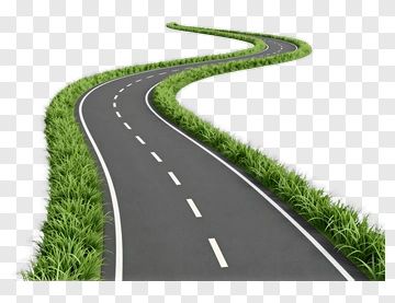 Winding Road Surrounded By Grass PNG