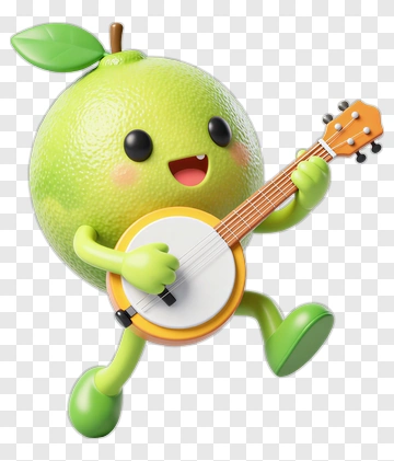 Cartoon Lime Playing A Banjo PNG