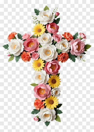 Floral Cross Decoration PNG