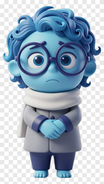 Cartoon Boy With Blue Hair And Glasses PNG