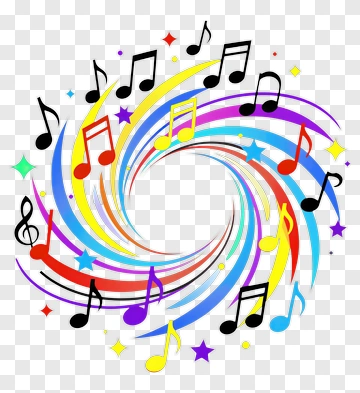 Colorful Musical Notes Swirl PNG