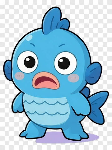 Cartoon Blue Fish Character PNG