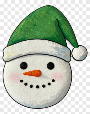 Cartoon Snowman With Green Hat PNG
