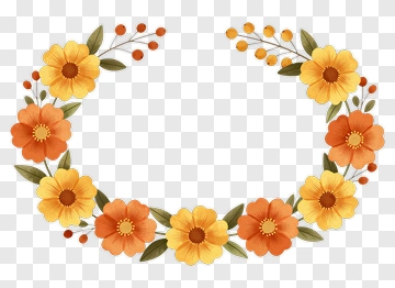 Colorful Floral Wreath PNG