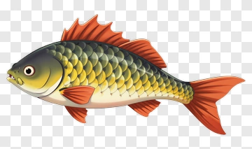 Cartoon Fish With Colorful Scales PNG