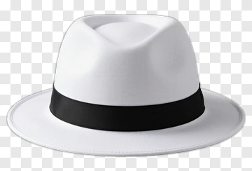White Fedora Hat With Black Band PNG
