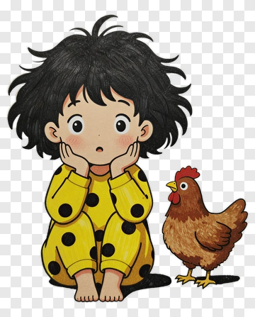 Child Sitting With A Chicken PNG