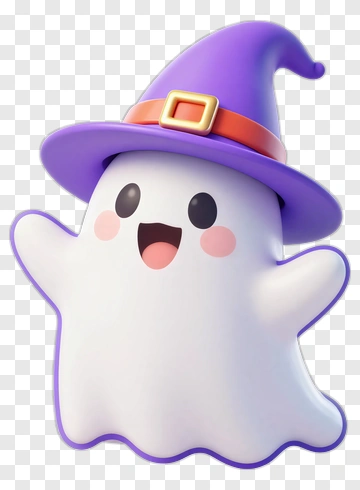 Cartoon Ghost With Purple Hat PNG