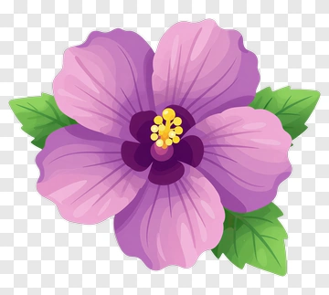 Purple Flower With Green Leaves PNG