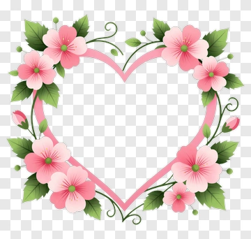 Flower Heart Frame PNG