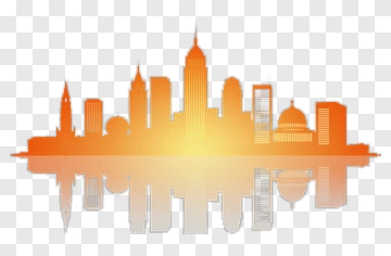 Orange City Skyline Reflection PNG