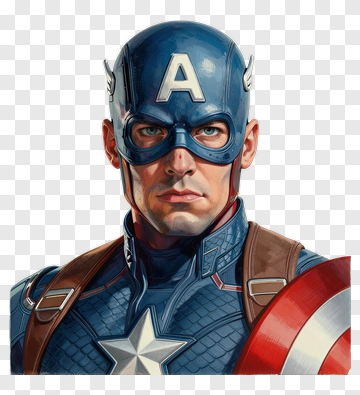 Superhero Captain America Portrait PNG