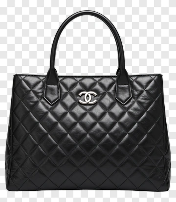 Black Quilted Handbag With Logo PNG